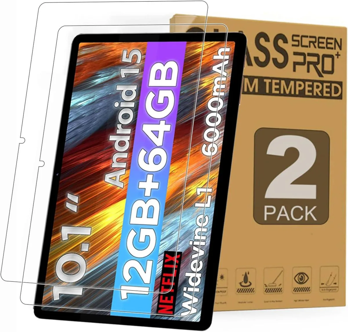 Leelbox Leelbox 2 Pack Screen Protector 10.1 inch Tempered Glass Accessory — product photo