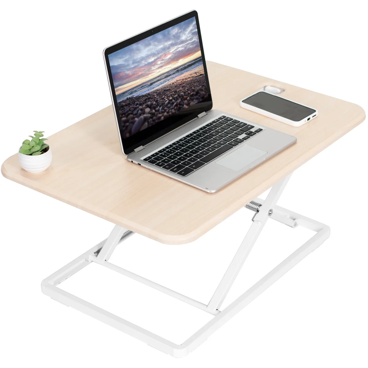 VIVO VIVO Light Wood / White 26" Desktop Converter Desk — product photo