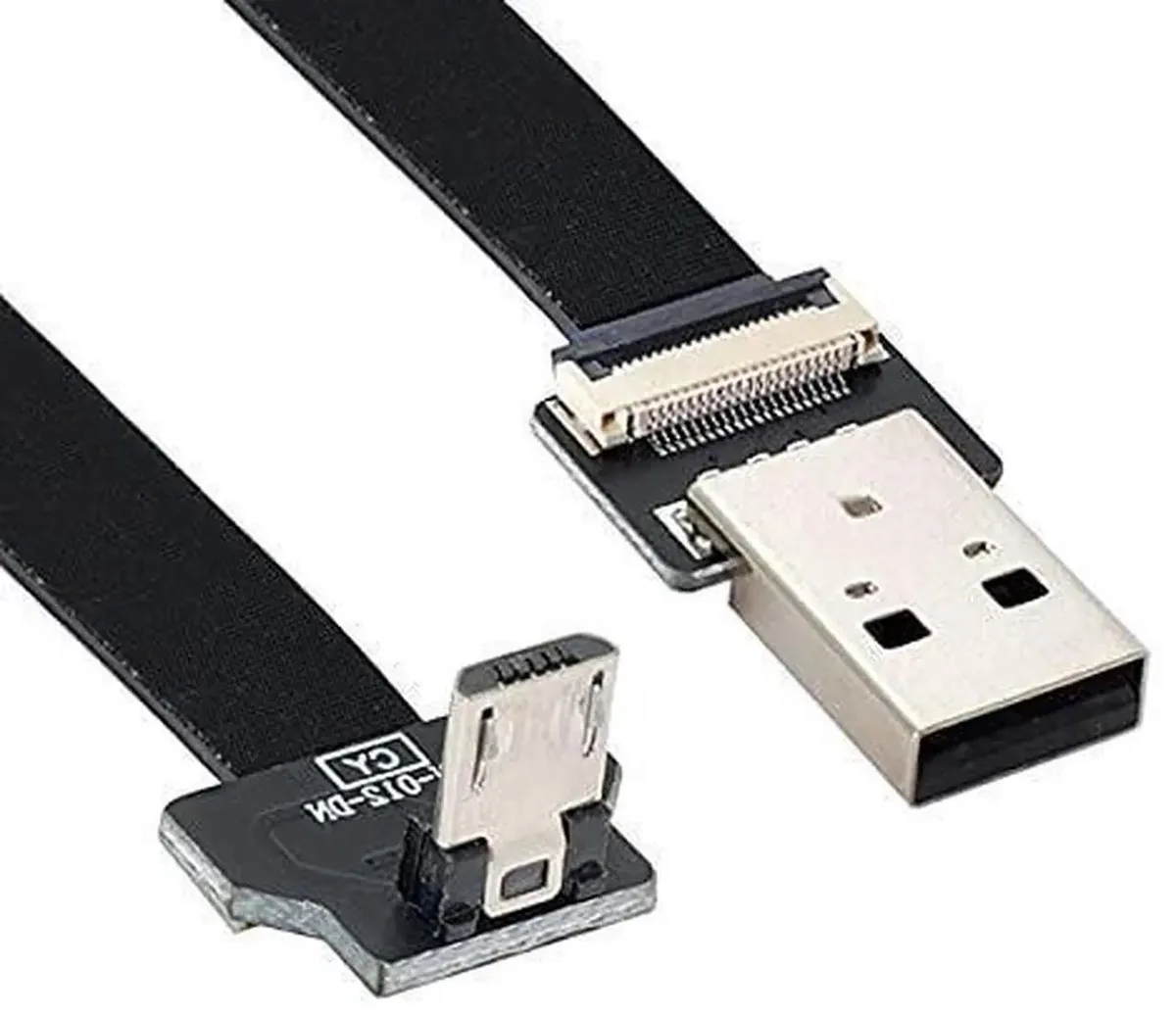 SMUGDESK SMUGDESK 100cm Down Angled Flat Slim FPC USB 2.0 Type A to Micro USB 5Pin Cable — product photo
