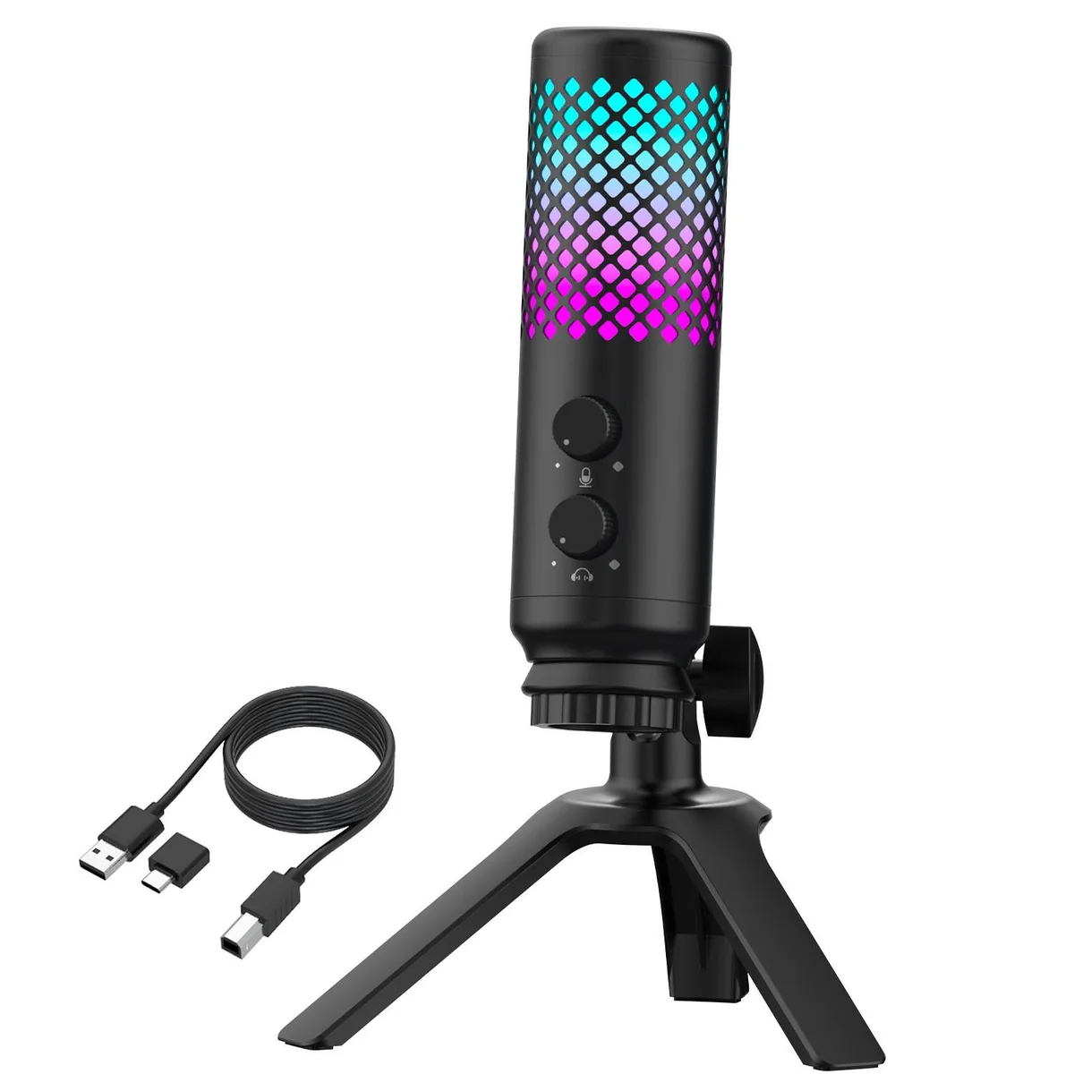 Corn Electronics Corn Electronics VeGue USB RGB Gaming Microphone with Tripod Stand — product photo