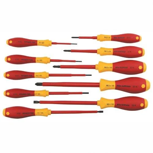Red insulated screwdriver set in plastic case