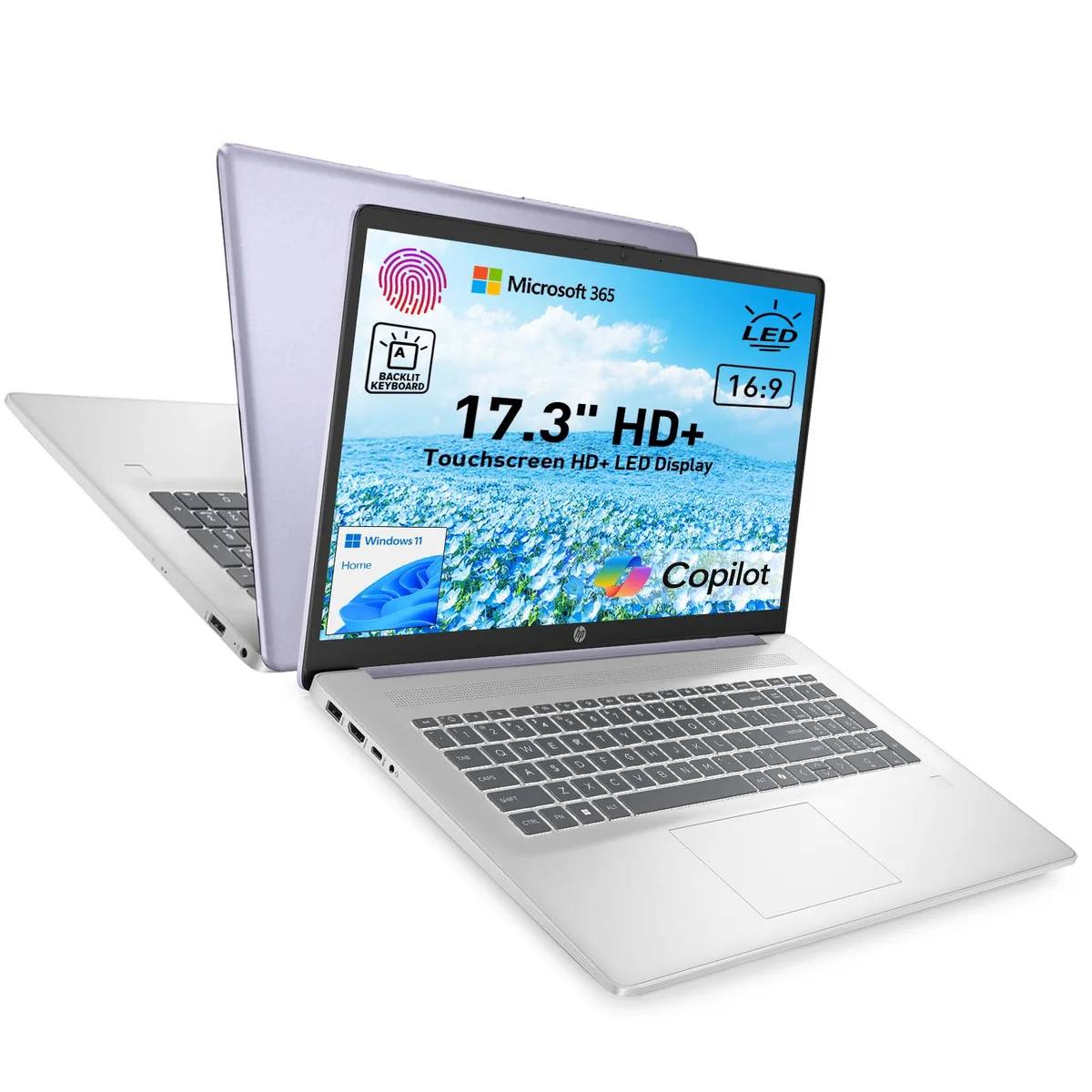 HP HP 17.3" Touchscreen Laptop N100 16GB 512GB+128GB Lavender — product photo