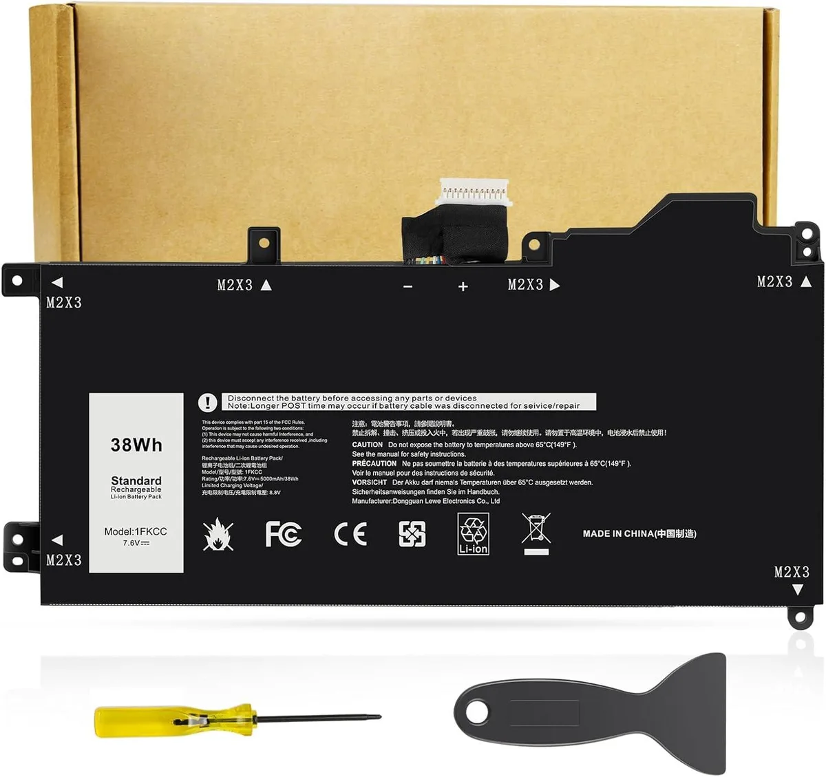 PISKEKAT PISKEKAT 1FKCC laptop battery 7.6V 38Wh 2-cell Dell Latitude 7200 7210 2-in-1 — product photo