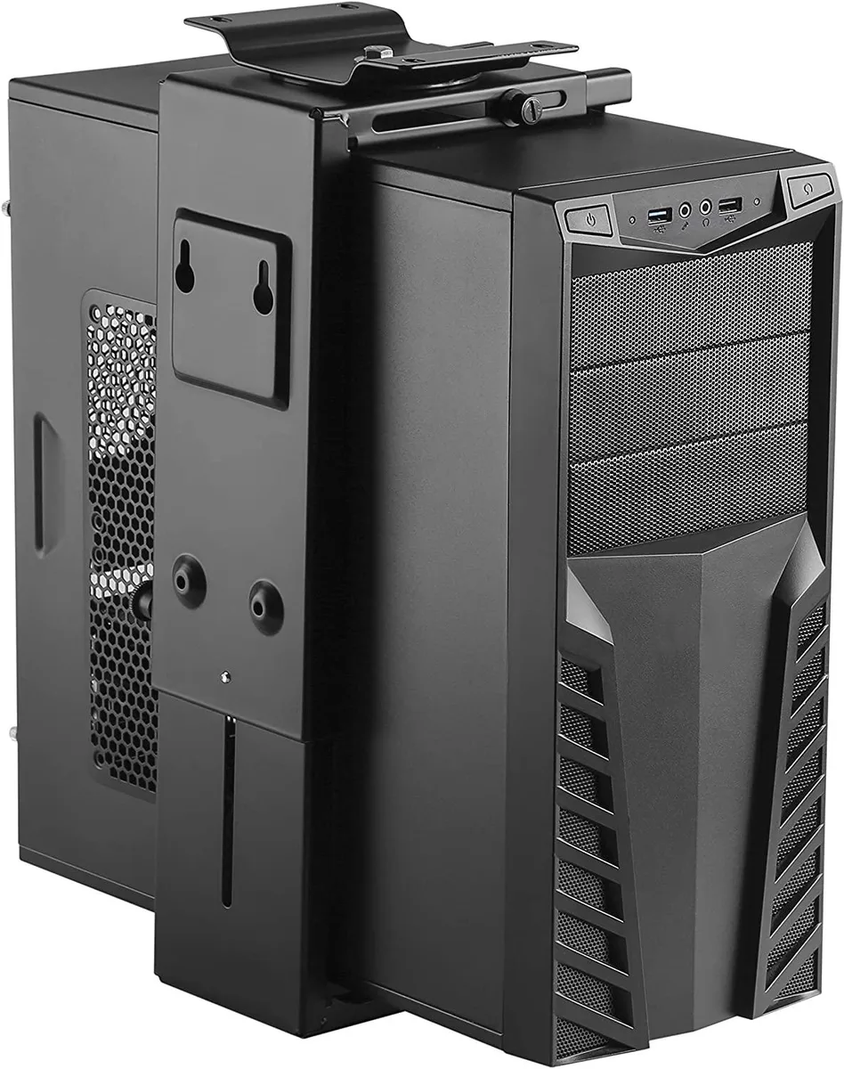 BFKK BFKK Adjustable Under Desk &amp; Wall CPU Mount 12-21" H 3.5-7.75" W 22 lb 360° — product photo