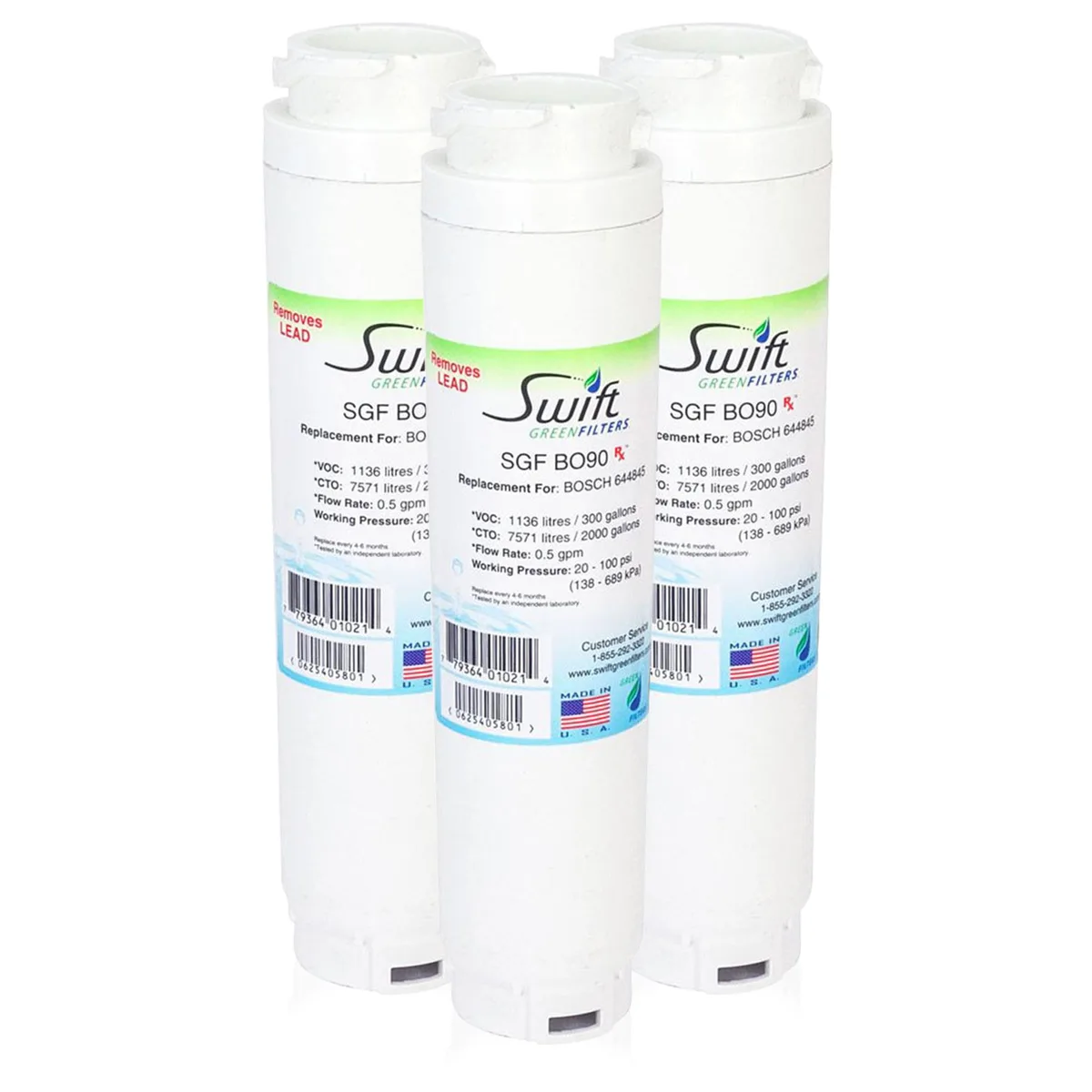 Swift Green Swift Green SGF-BO90 Rx Refrigerator Water Filter 3 Pack — product photo