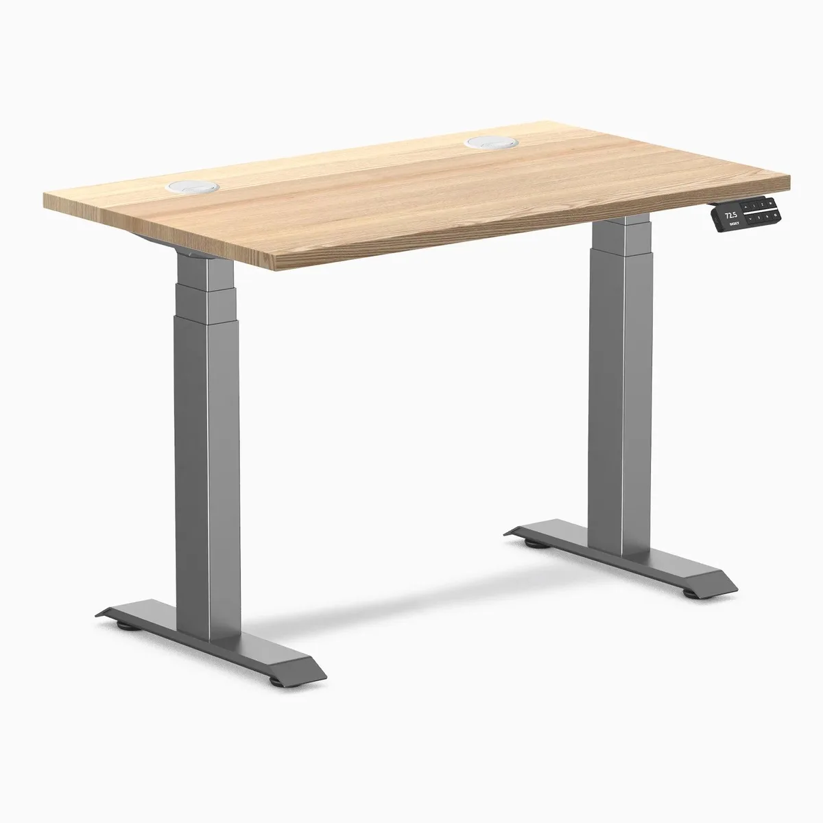 Desky Desky Dual Mini Hardwood Sit Stand Desk White Ash Space Gray 32 x 20 in office furniture — product photo