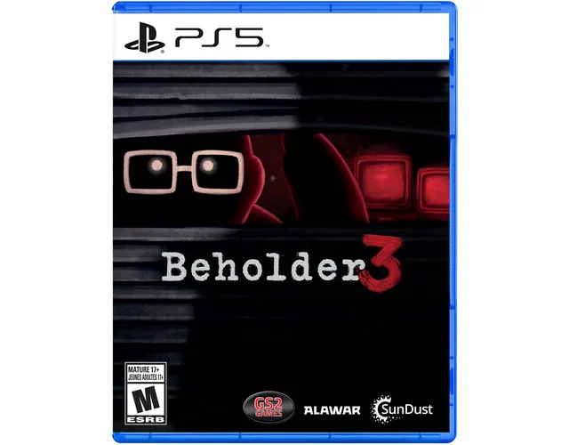 Blue PS5 game case with Beholder 3 cover art