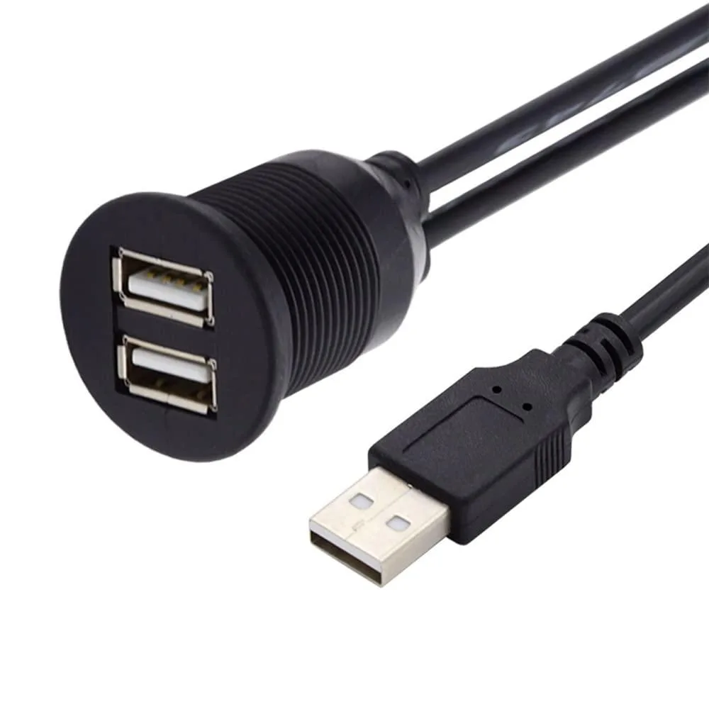 Fervit Fervit Waterproof Dustproof USB 2.0 Type-A Male to Dual Female Hub Extension Cable 1m — product photo