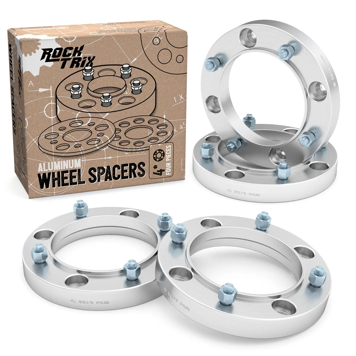 RockTrix RockTrix 1 inch ATV Wheel Spacers 4x156 3/8-24 Silver V3 25mm 4pcs — product photo