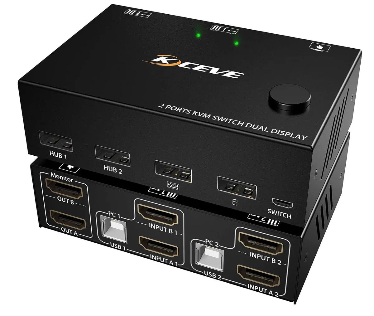 WRIARICH WRIARICH 2 Port HDMI Dual Monitor KVM Switch 4K@30Hz 1080P@120Hz Wired Remote — product photo