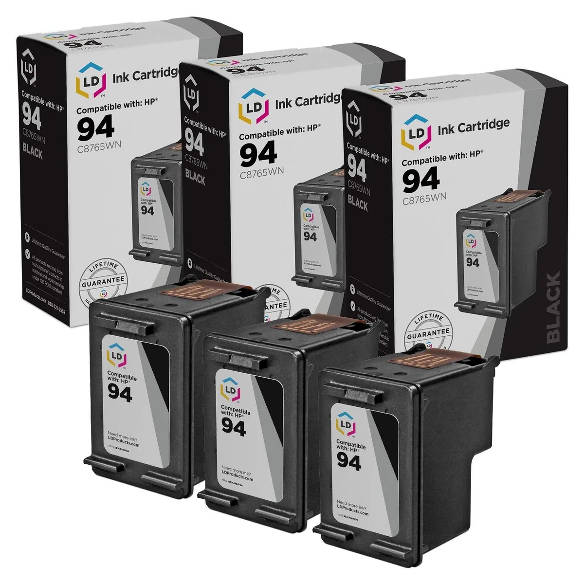 LD Products LD Products HP 94 C8765WN Black Ink Cartridge 3-Pack — product photo