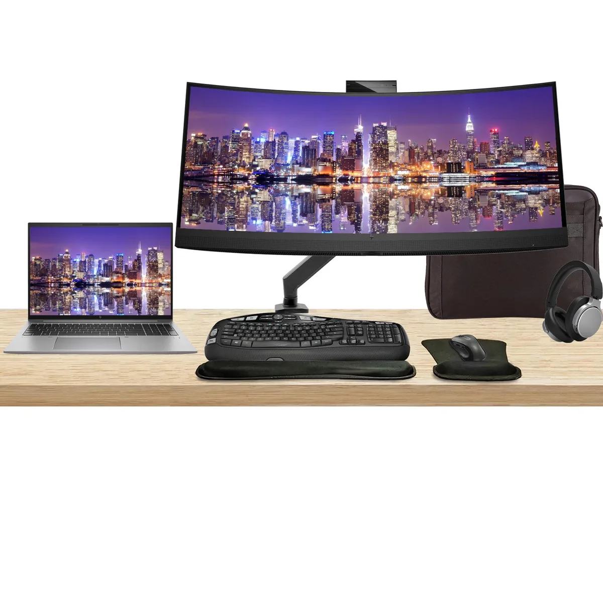 HP HP ZBook Firefly G10 16" i7 32GB 1TB laptop with Z34c 34" monitor bundle — product photo