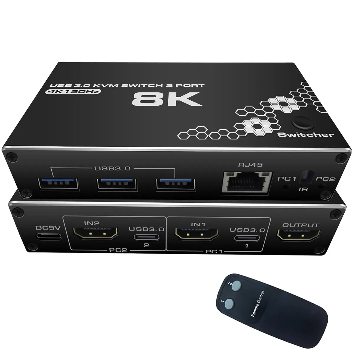 Jansicotek Jansicotek OZK1-New 2-Port HDMI USB 3.0 RJ45 KVM Switch — product photo