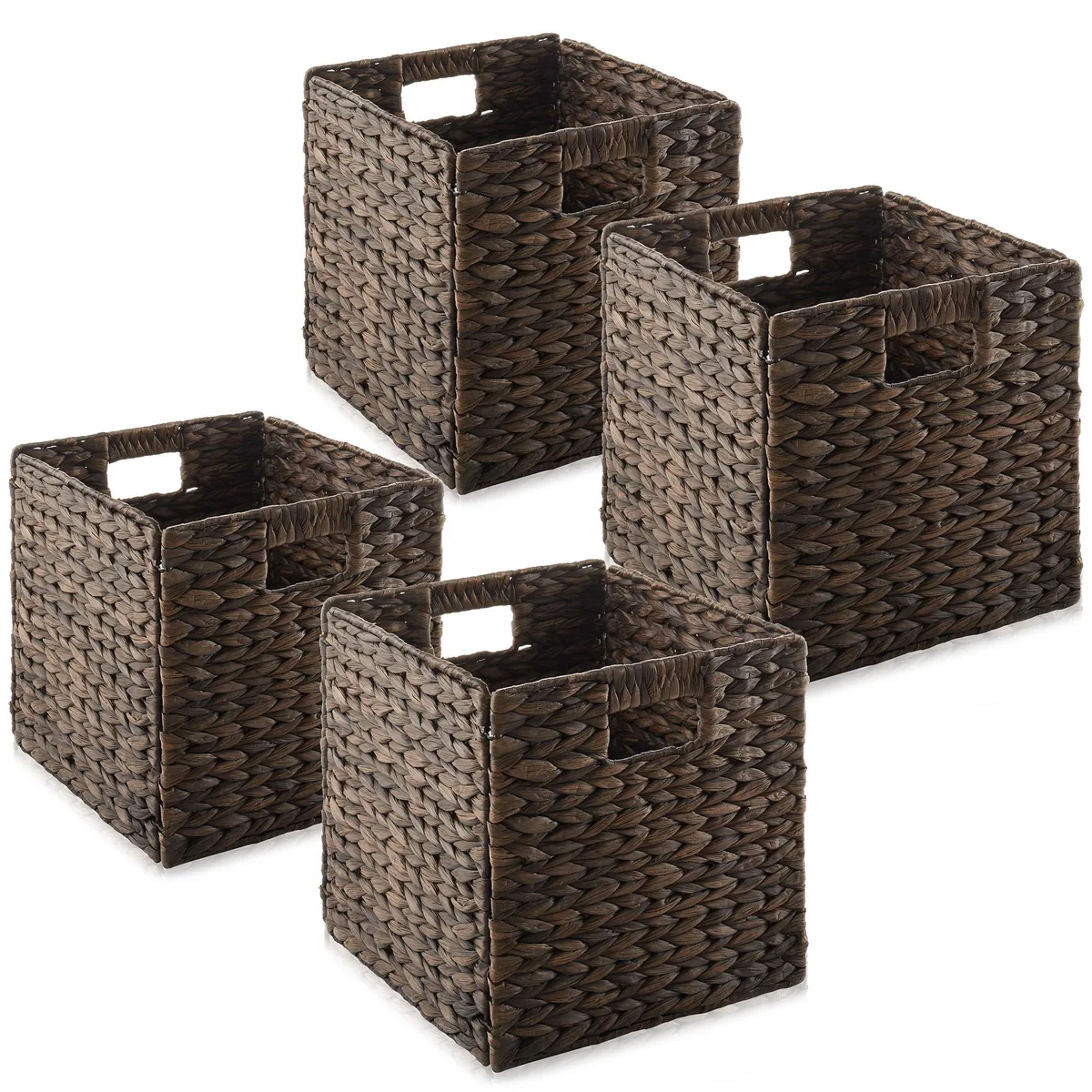 Casafield Casafield 10.5" Water Hyacinth Storage Baskets, Espresso - Set of 4 — product photo