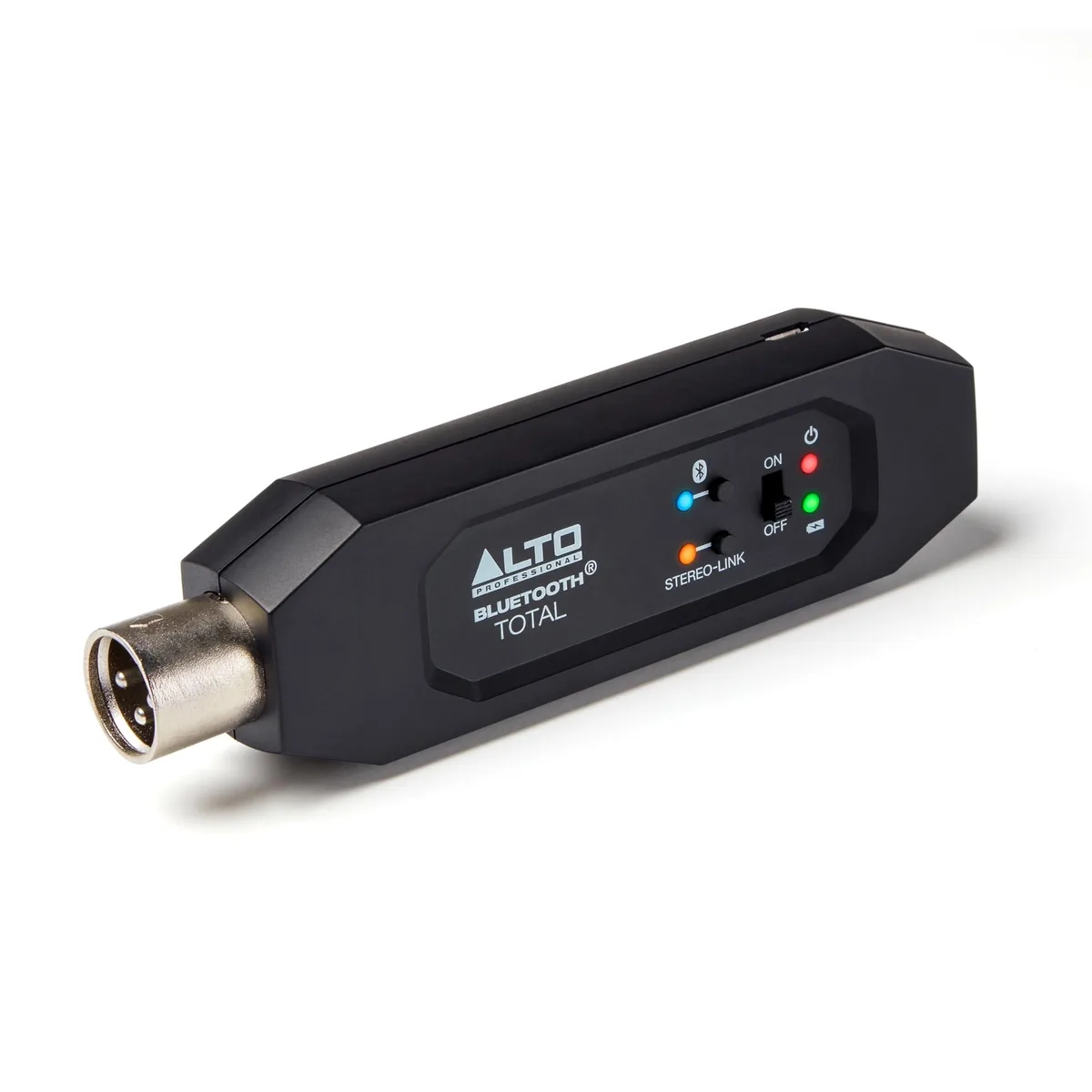Compact black XLR Bluetooth receiver with micro USB charging