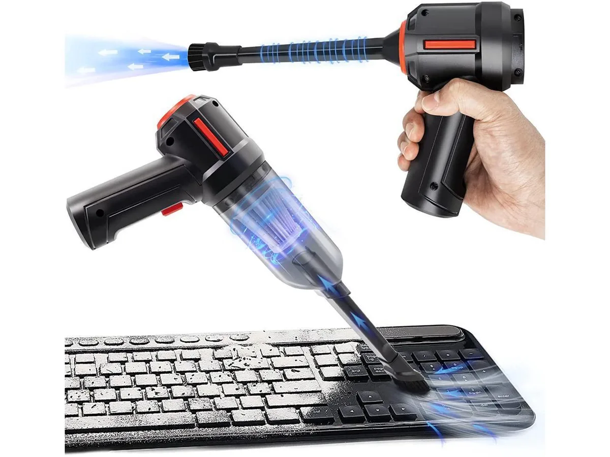KEHIPI KEHIPI Compressed Air Duster &amp; Mini Vacuum 3-in-1 Black — product photo