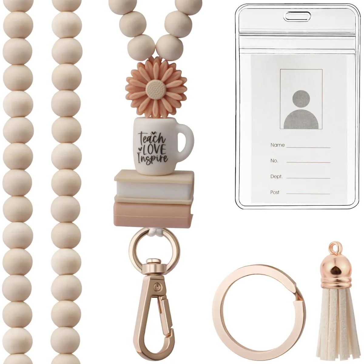  GUENOCIK OYS2WOODLAY02 Neckwear 19.5" Wood Beads 10mm ID Holder 2.32"x3.46 — product photo