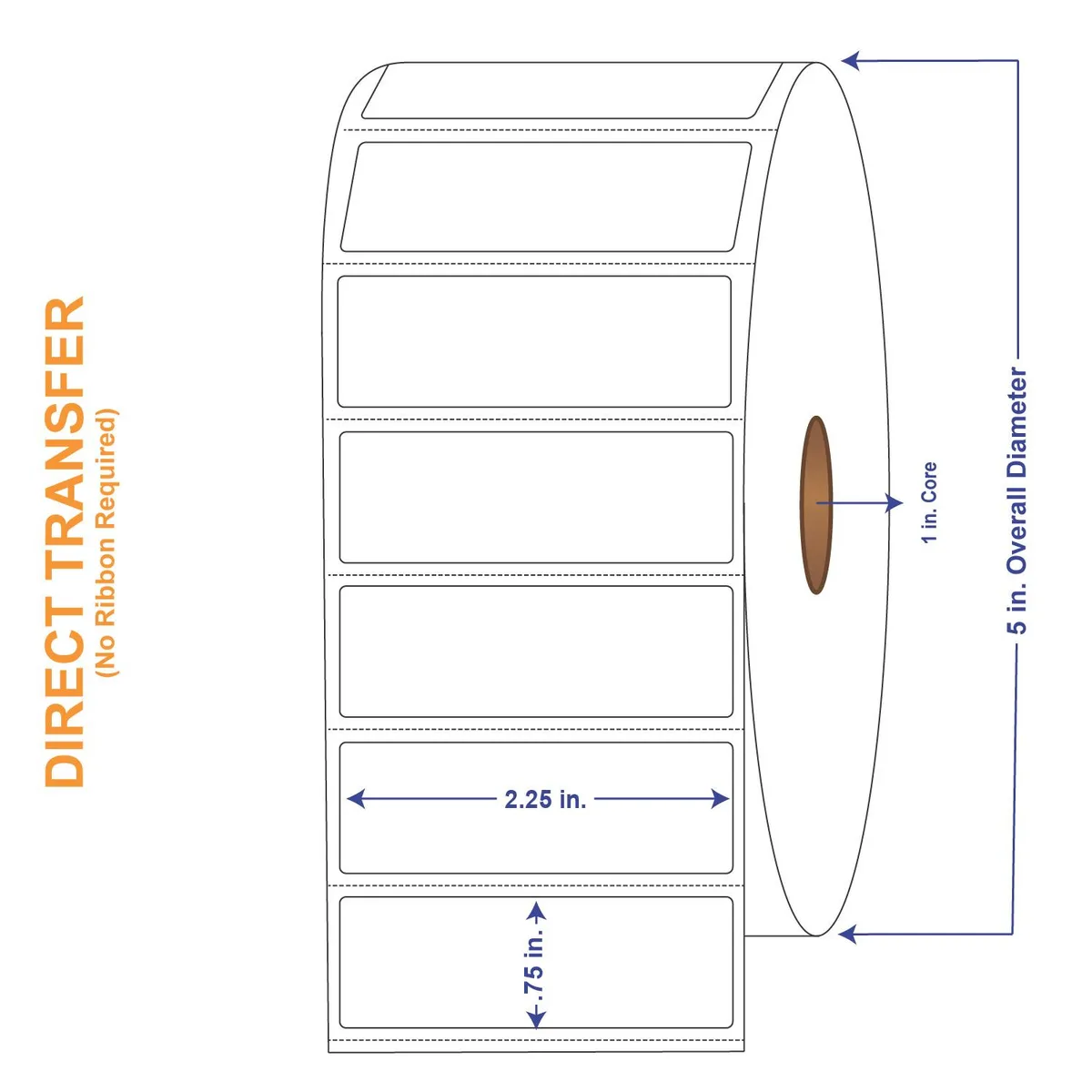 Carton of four white direct thermal label rolls, perforated, 3000 labels each
