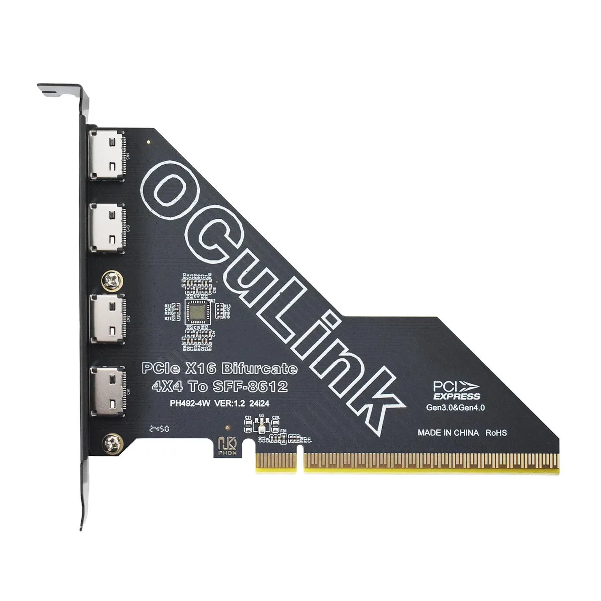 LetLinkSo LetLinkSo LLS-CD-1PC4OC-01 PCIe 4.0 x16 to 4-port Oculink SFF-8612 Adapter — product photo