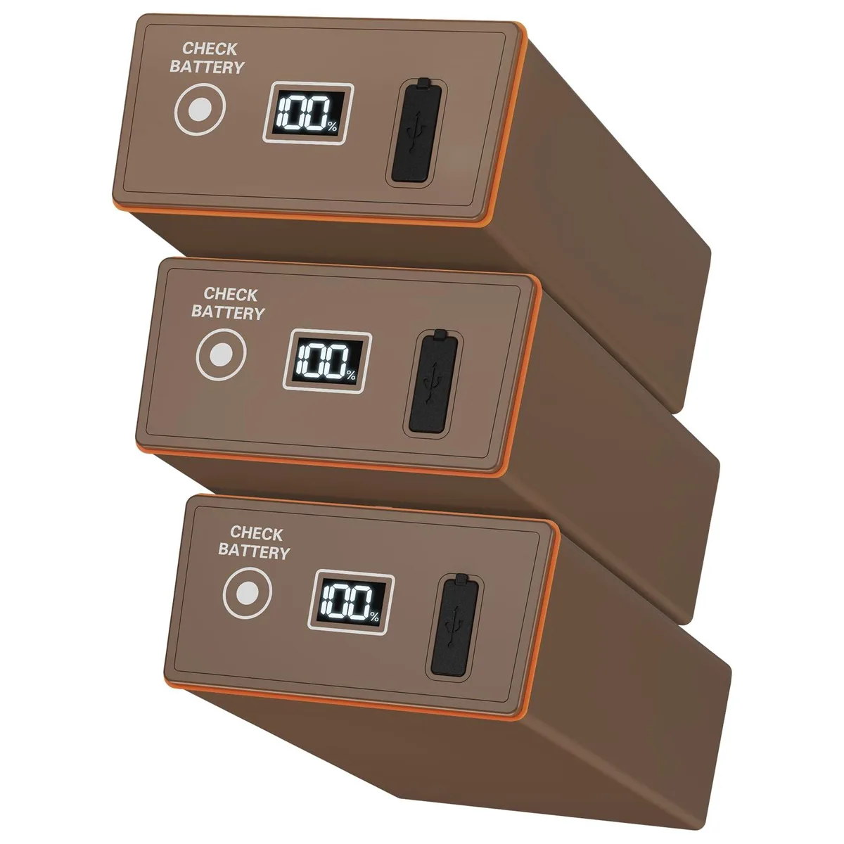  BJWW Li-ion Battery Pack 3 Pack Moultrie Edge Series Digital Display USB-C 20W PD — product photo