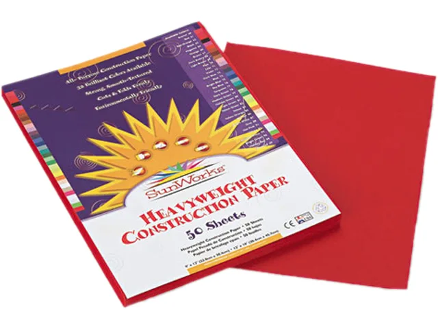Pack of red construction paper sheets, 9 by 12 inches