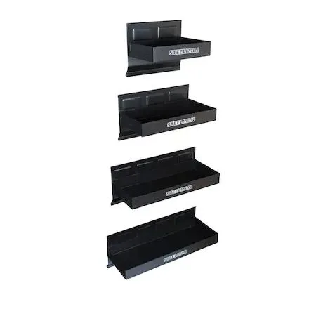 Four magnetic steel trays in 12 10 8 6 inch sizes with rubber coated backs