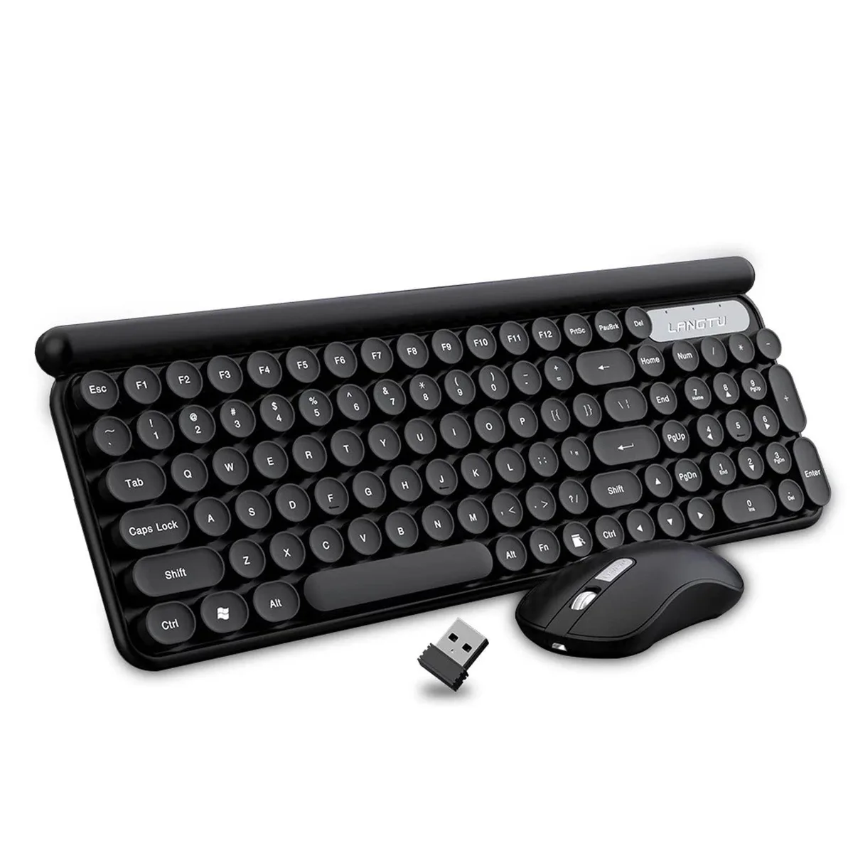 ALSEYE ALSEYE Rechargeable Keyboard and Mouse Combo 2.4GHz Wireless Compact Retro Mute (Black) — product photo