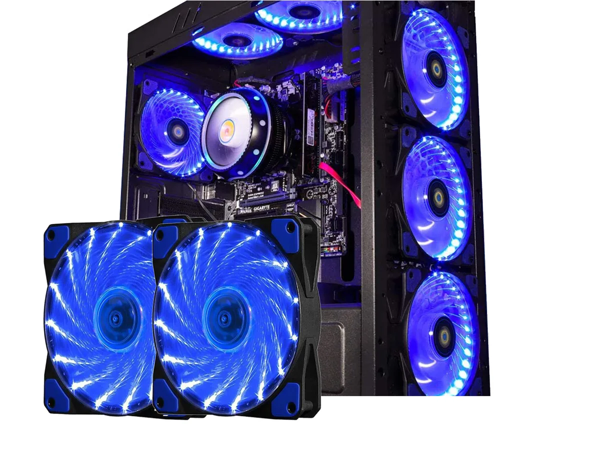 sakose sakose 12025-LED 120mm case fan 15 LED 16dB 1100RPM 2-pack — product photo