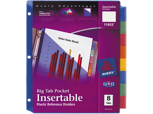 Avery Avery 11903 Big Tab Plastic Dividers 8-Tab Letter Assorted card filing — product photo