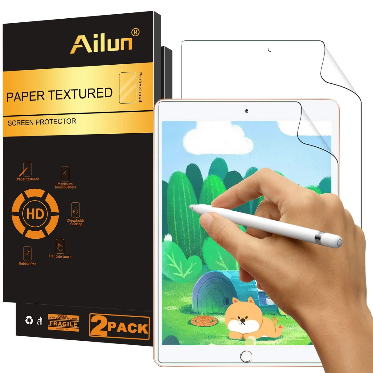  Ailun 2 Pack Paper Textured Screen Protector for iPad 9/8/7 10.2 Inch — product photo