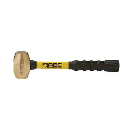 3 lb brass hammer with 12 inch brown fiberglass handle