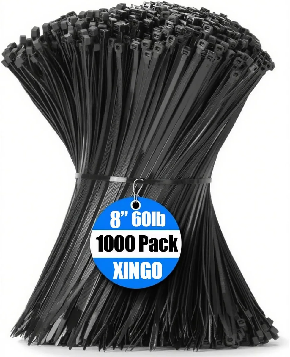 Ennovor Ennovor Black Zip Ties 8 Inch 60 LBS 1000 PCS — product photo
