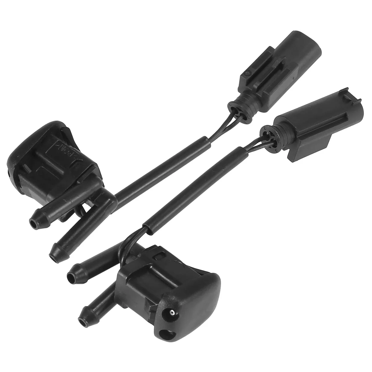 Pair of black plastic heated washer nozzles for BMW 5 E39