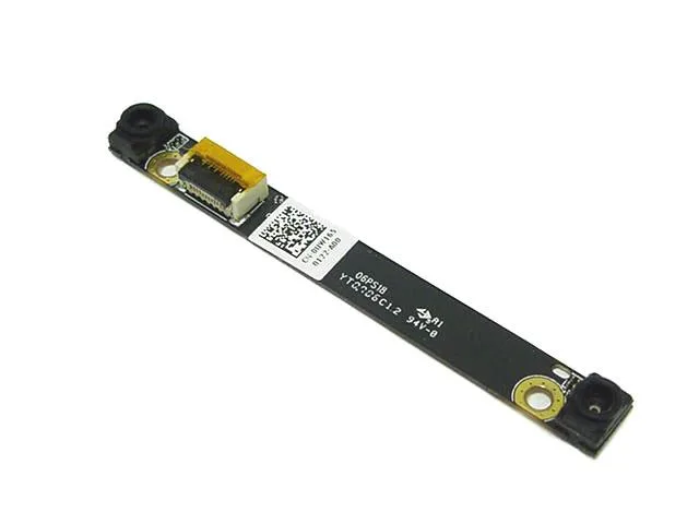 Small rectangular circuit board with two microphone capsules and a ribbon cable connector