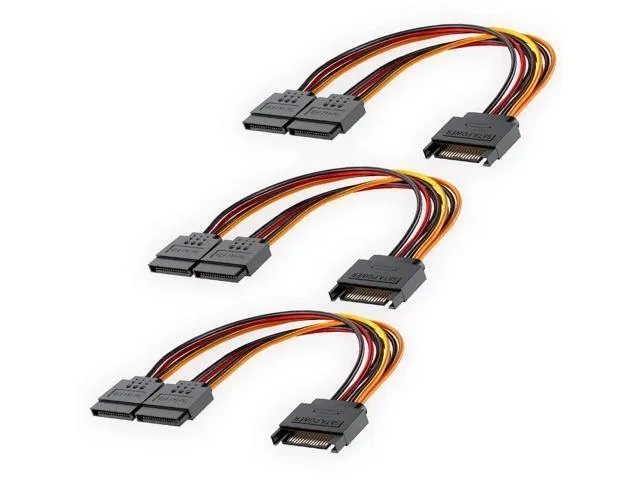 Manw Manw 3 Pack 8 Inch 15Pin SATA Power Y Splitter Cables — product photo