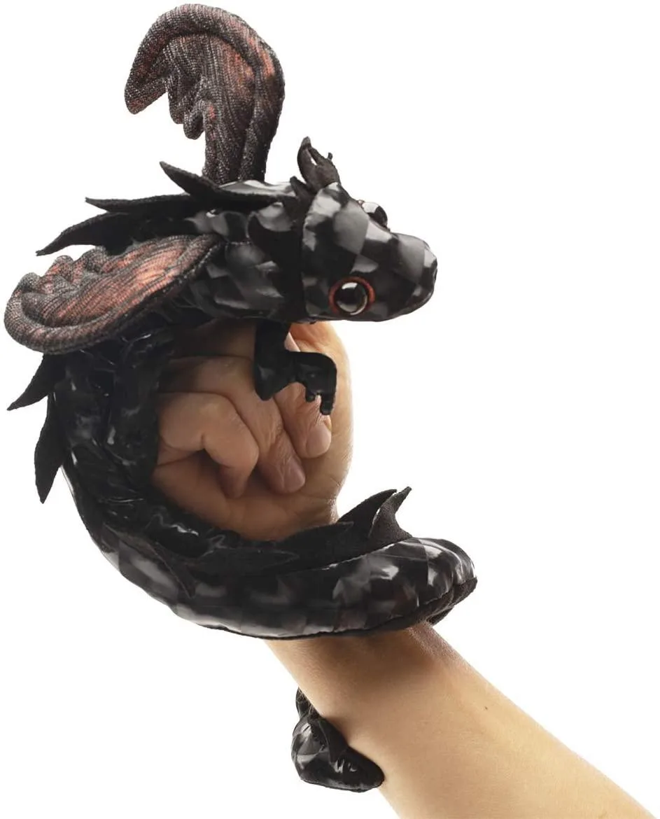 Folkmanis Puppets Folkmanis Puppets Midnight Dragon Wristlet Finger Puppet 12 inches stuffed — product photo