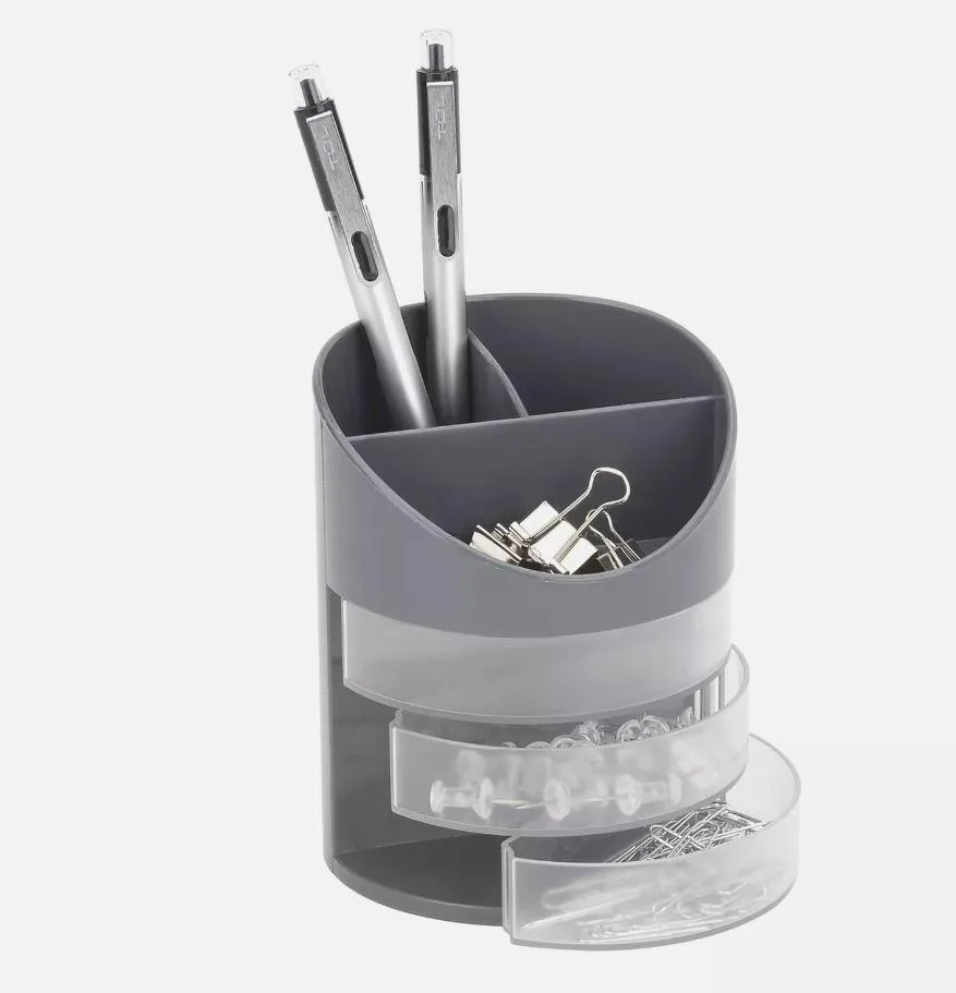 Realspace Realspace 6-Compartment Desk Organizer Gray 4.75"W x 4.75"H x 3.75"D Antimicrobial — product photo