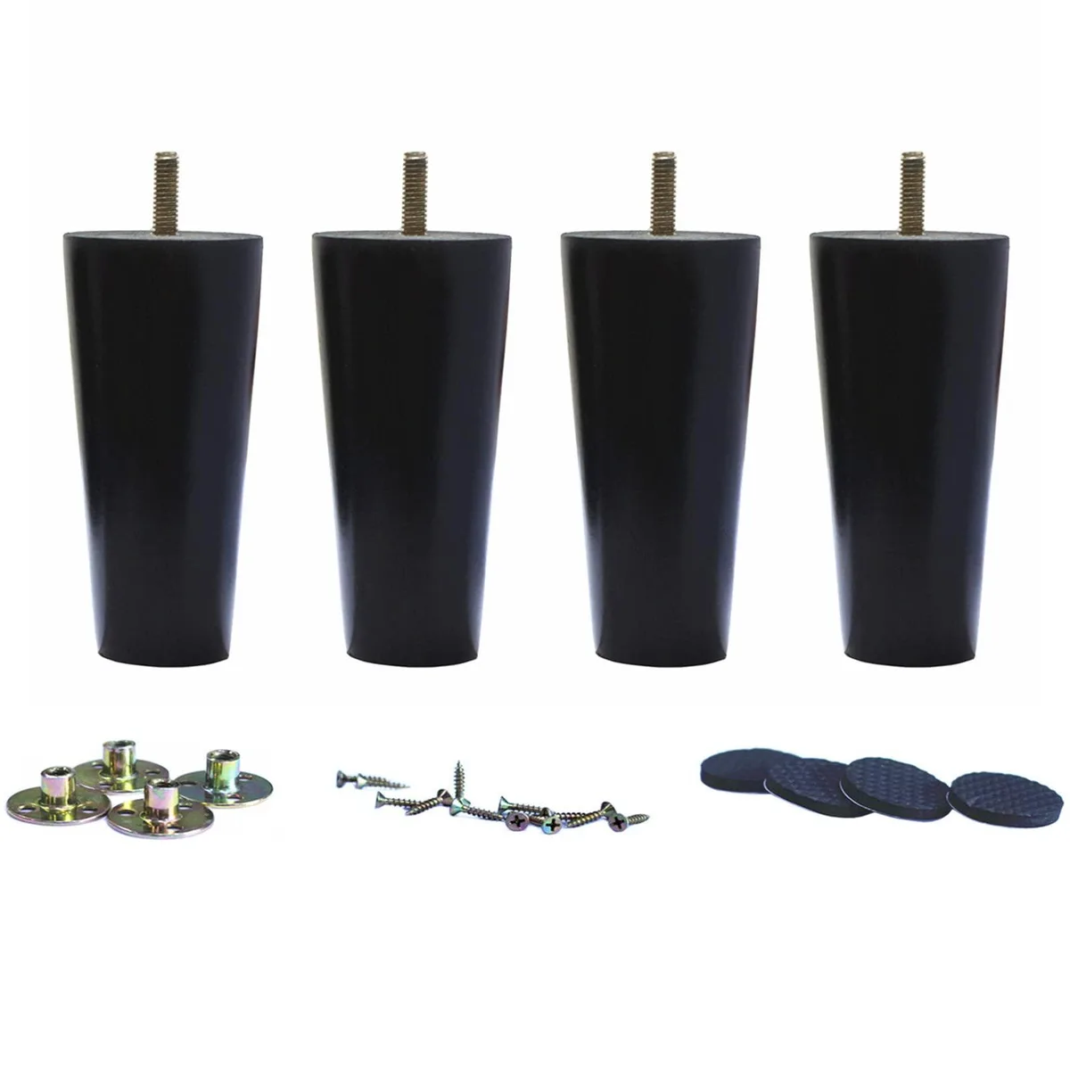  WEICHUAN 6 Inch Wood Furniture Legs Black Set of 4 — product photo