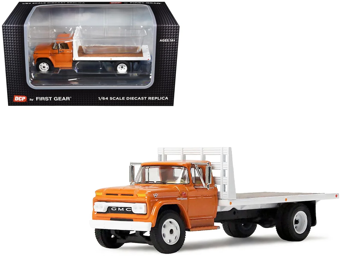 First Gear First Gear GMC 4000 Flatbed Truck Omaha Orange 1/64 hobby collectible — product photo