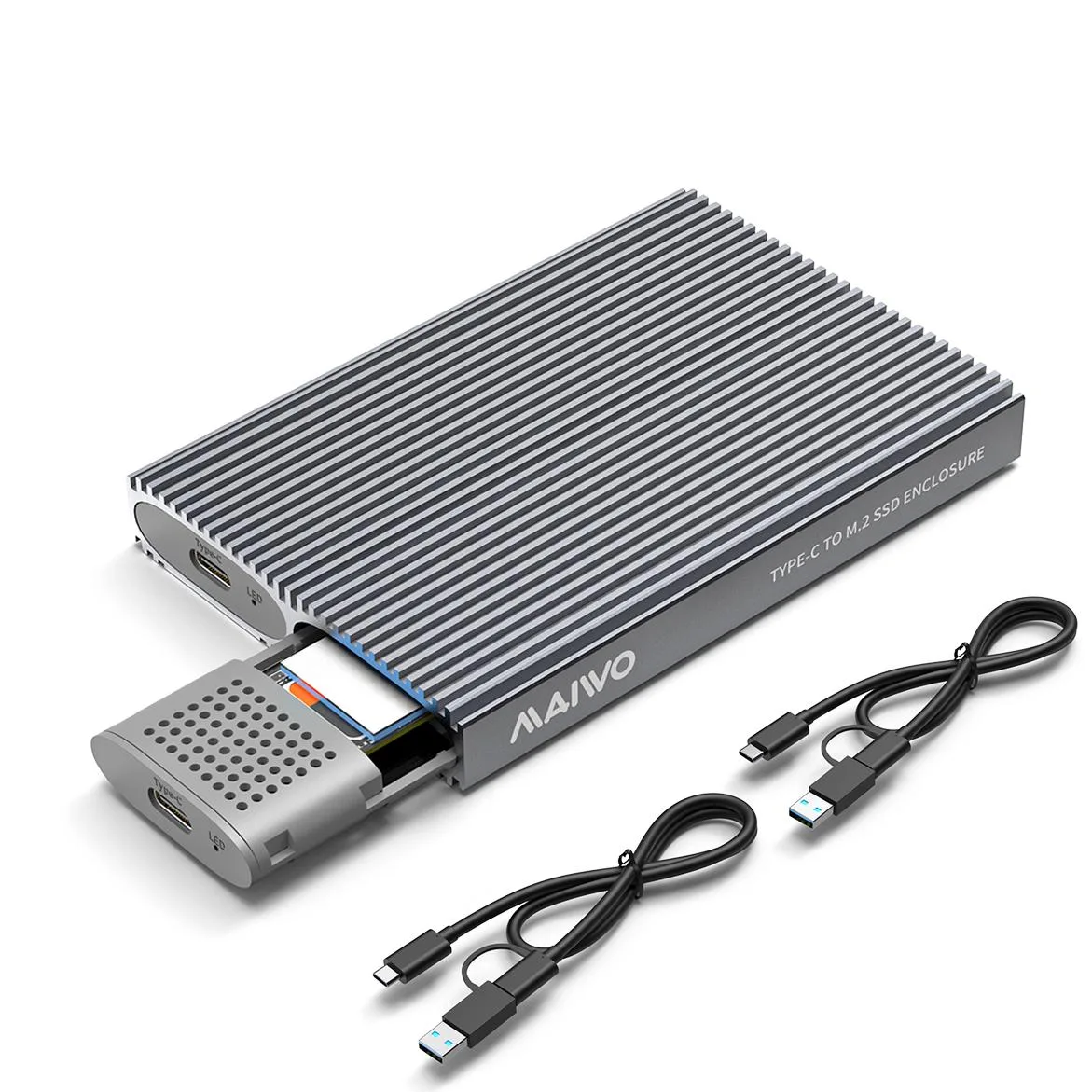 MAIWO MAIWO Dual Bay M.2 NVMe Enclosure USB 3.1 Gen 2 10Gbps 16TB Grey — product photo