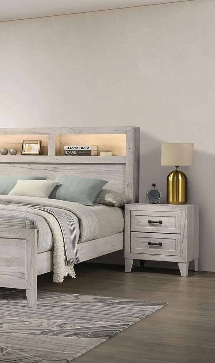 tuphen tuphen Contemporary White Wash Nightstand 21.5"W x 16.5"D x 23.5"H — product photo