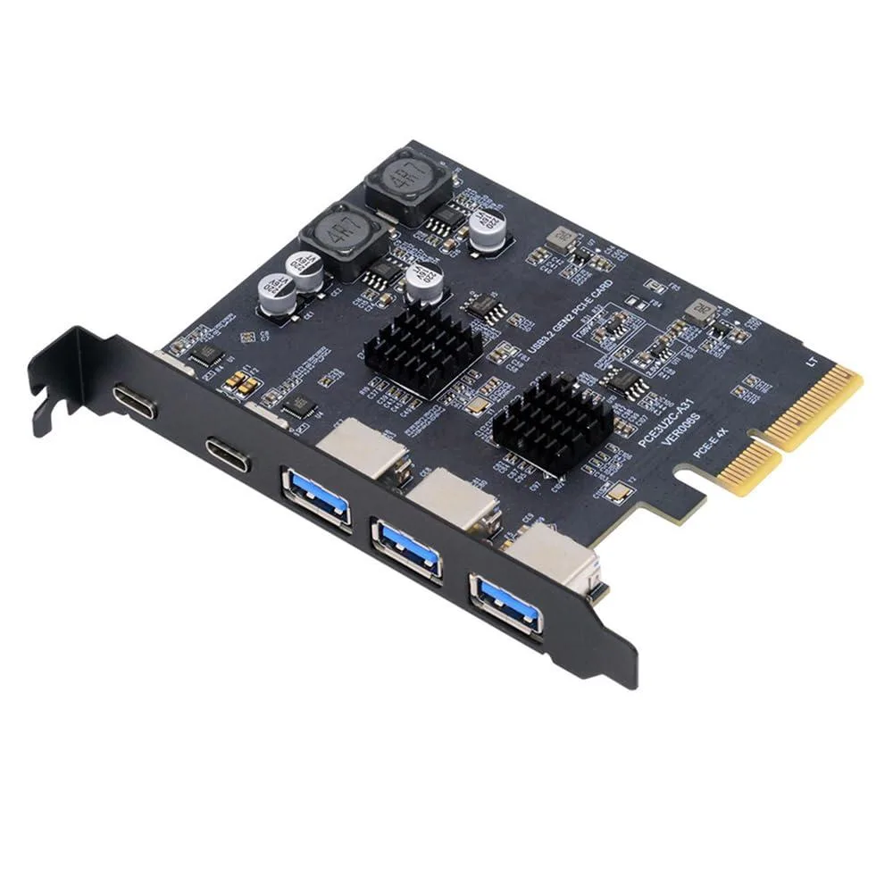 Fervit Fervit USB 3.1 PCIe Card 3×Type-A 2×Type-C ASM3142 VL822 — product photo