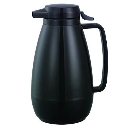Black 1 L push-button carafe with smooth ABS shell and metallic-flake finish