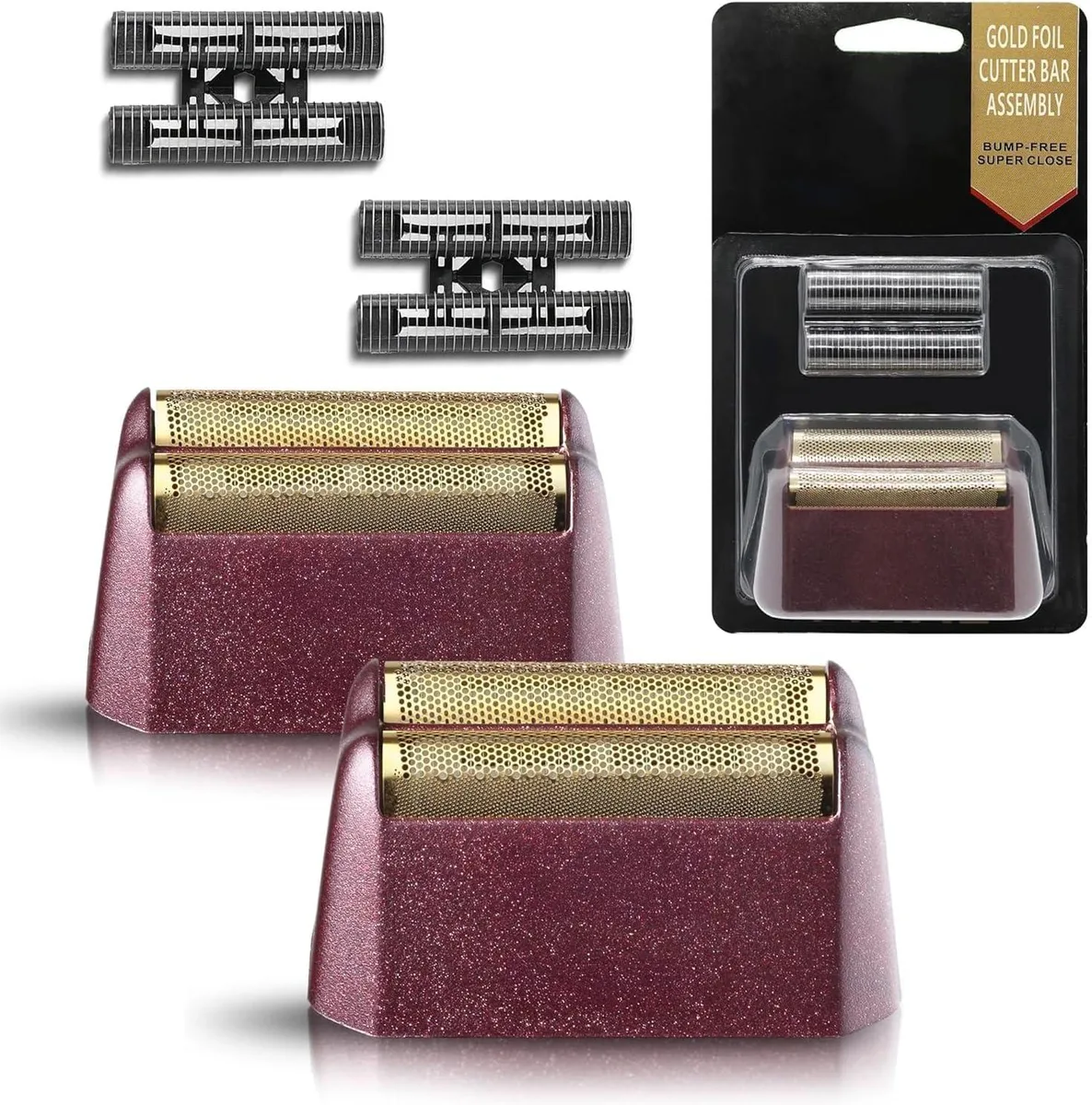 Two foil-and-cutter cartridges in silver metal and black plastic