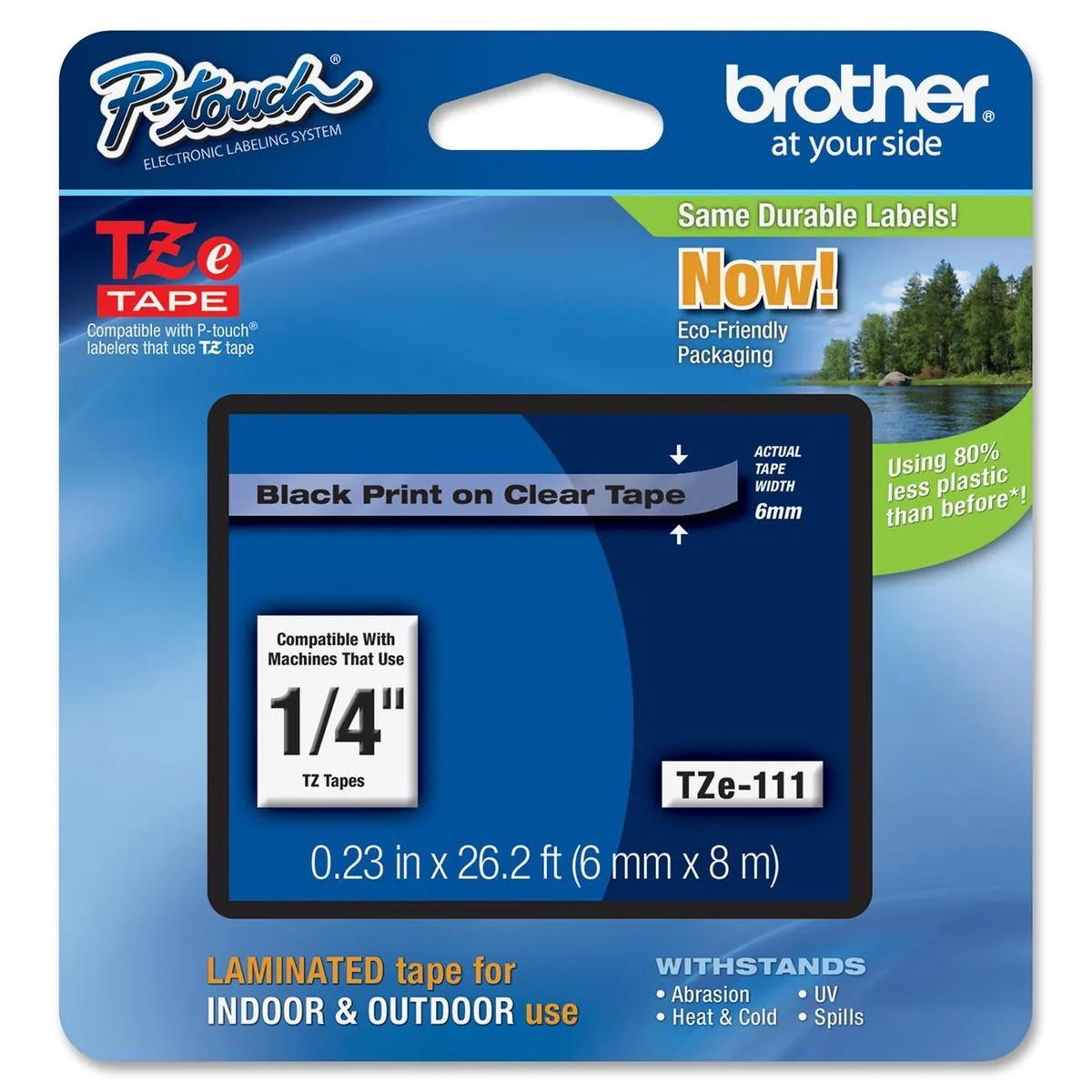 Brother Brother TZ Black on Clear Label Tape 6mm 8m — product photo