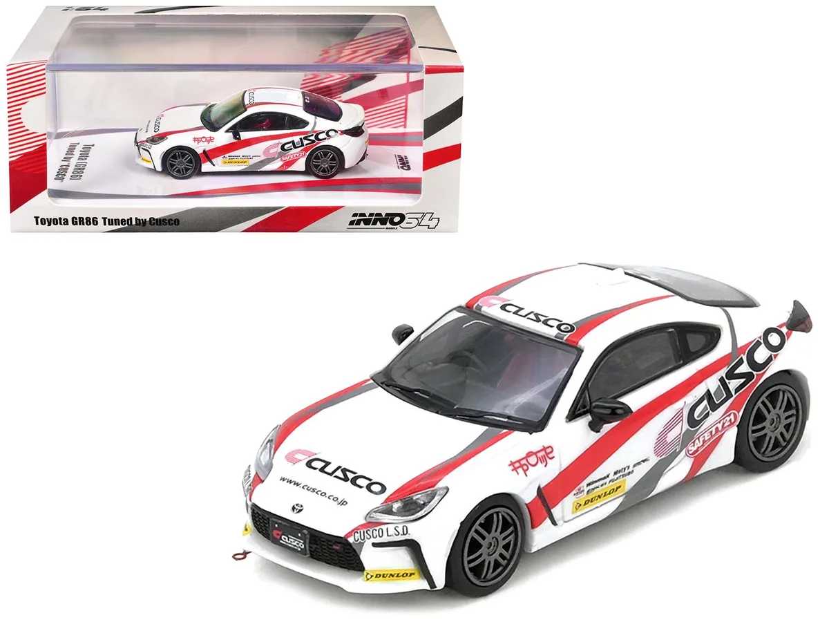 Inno Models Inno Models Toyota GR86 CUSCO RHD White Red Gray Stripes 1/64 Diecast Hobby Collectible — product photo