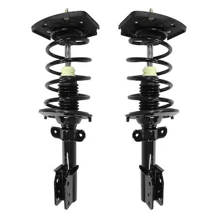 Pair of silver rear strut assemblies with coil springs, top mounts and hardware