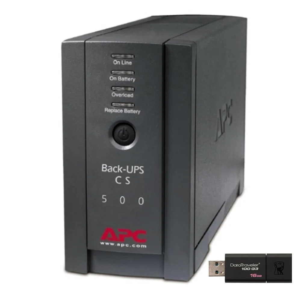 APC APC Back-UPS Pro BK500BLK Tower UPS 500VA 300W with 16GB USB 3.0 Drive — product photo