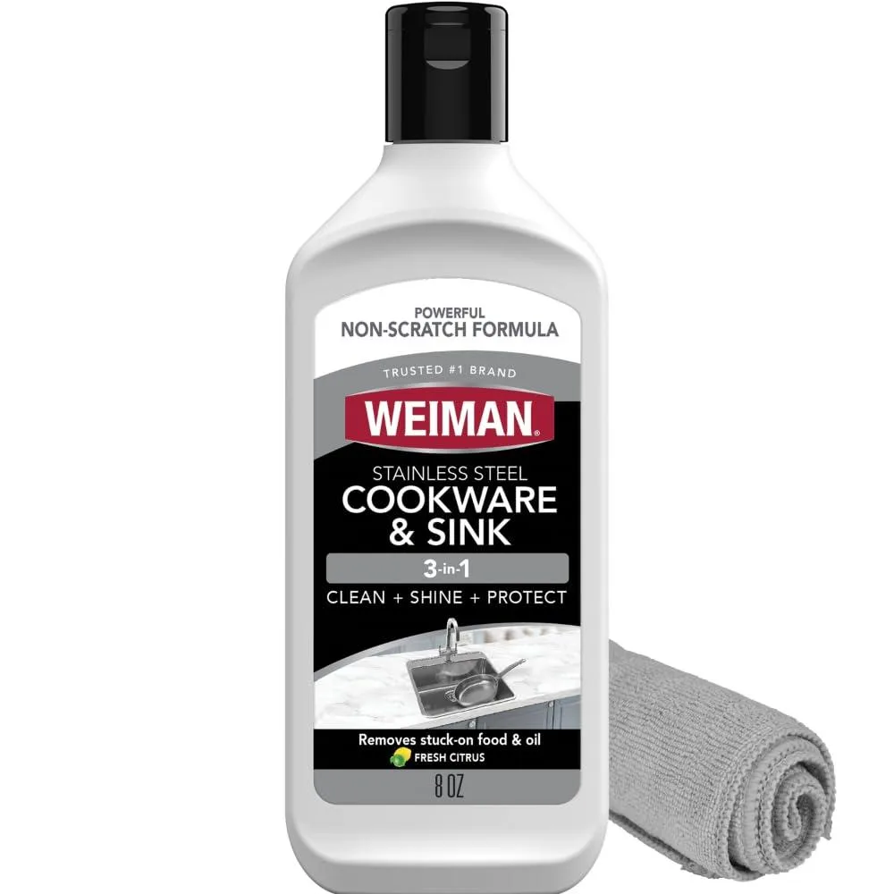 Metra stainless steel cleaner 8 oz bottle with microfiber cloth