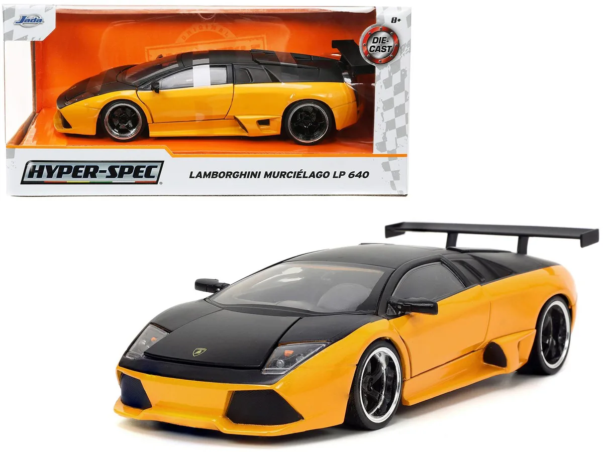 Jada Jada Lamborghini Murcielago LP 640 Yellow Metallic Matt Black Hyper-Spec 1/24 Diecast Vehicle — product photo